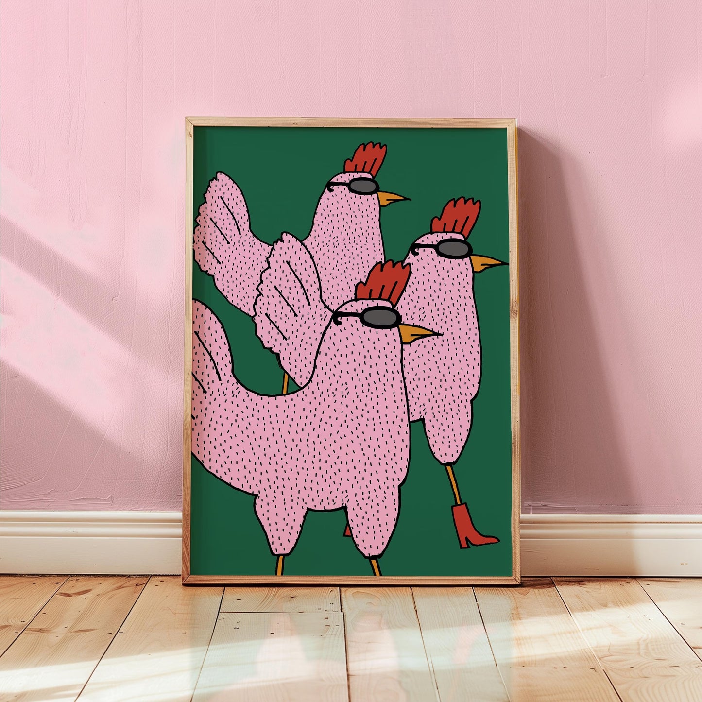 Funny Chicken Canvas Wall Art, Quirky Animal Print