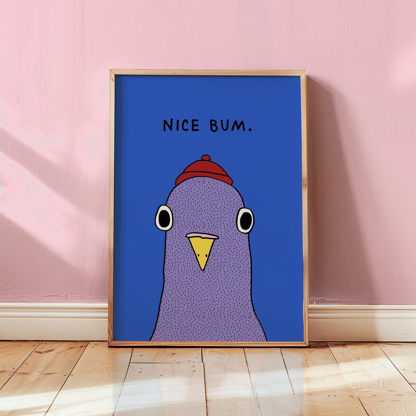 Funny Pigeon Canvas Wall Art, Retro Bathroom Decor