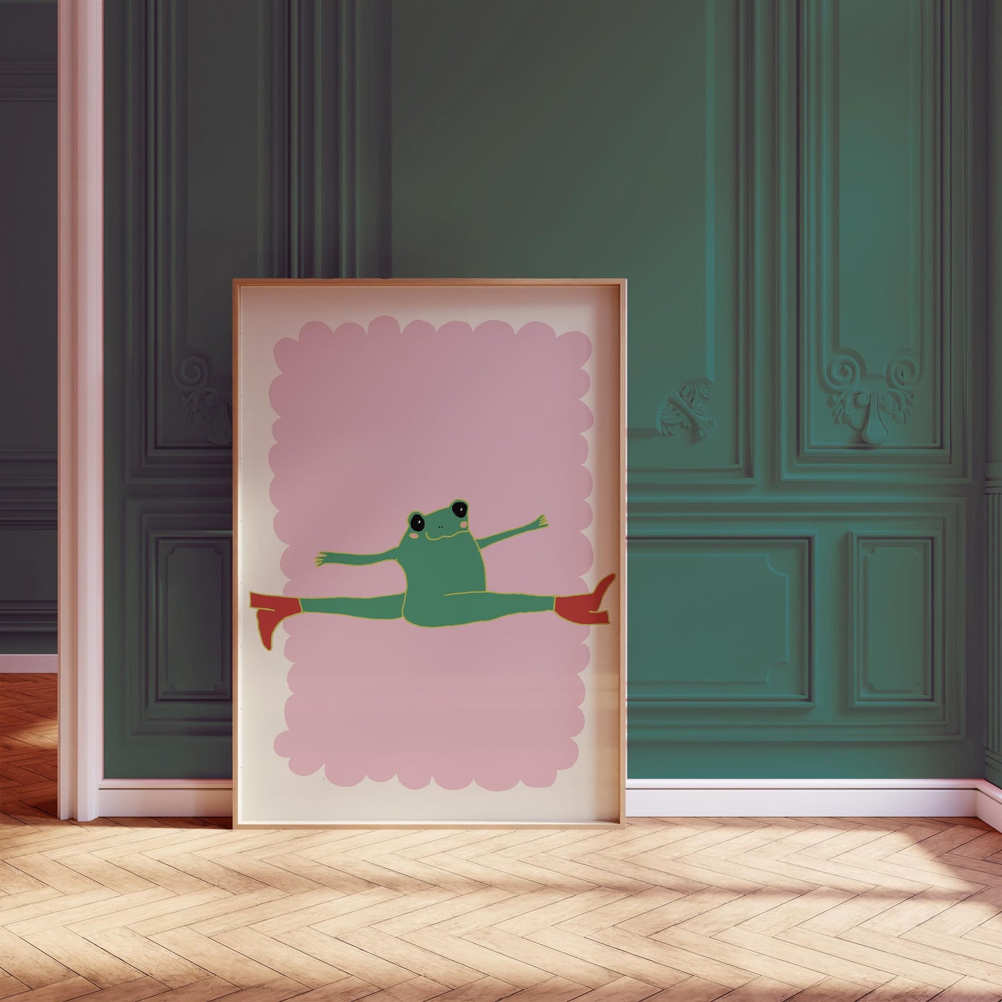 Frog Nursery Canvas Wall Art, Retro Whimsical Kids Decor